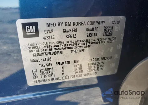 2020 Buick Encore Gx Essence z USA, uszkodzony, nr VIN KL4MMFSL9LB090980